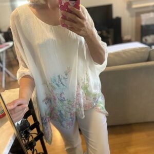 Quiet luxury Floral Silk Top